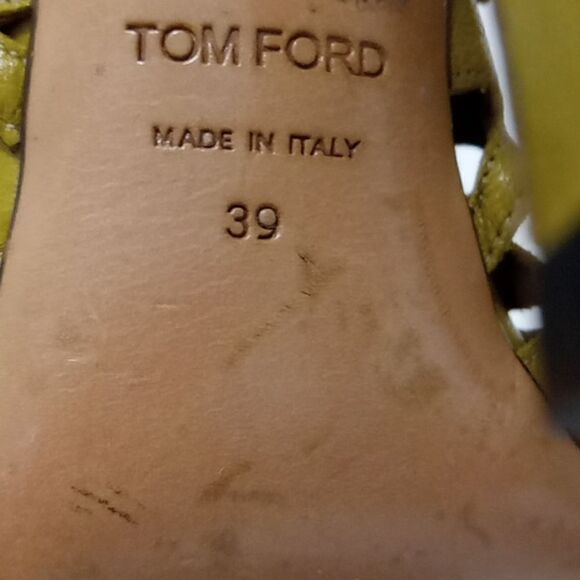 Tom Ford Heels Mustard Yellow Floral Slingbacks  Size 39 / US 8.5 Women's - Picture 4 of 6